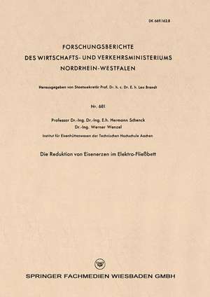 Die Reduktion von Eisenerzen im Elektro-Fließbett de Hermann Schenck