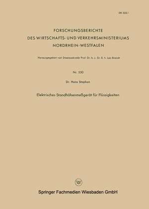 Elektrisches Standhöhenmeßgerät für Flüssigkeiten de Hans Stephan