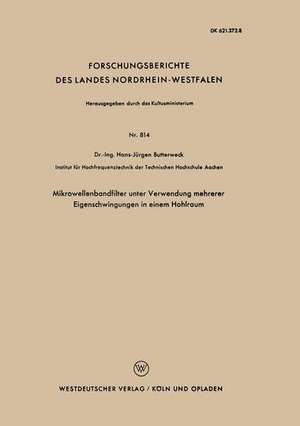 Mikrowellenbandfilter unter Verwendung mehrerer Eigenschwingungen in einem Hohlraum de Hans-Jürgen Butterweck