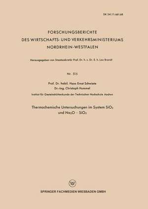 Thermochemische Untersuchungen im System SiO2 und Na2O — SiO2 de Hans-Ernst Schwiete