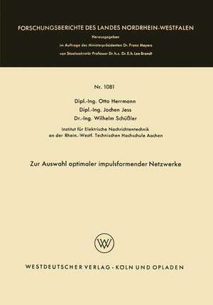 Zur Auswahl optimaler impulsformender Netzwerke de Otto Herrmann