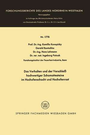 Das Verhalten und der Verschleiß hochwertiger Schamottesteine im Hochofenschacht und Hochofenrast de Kamillo Konopicky