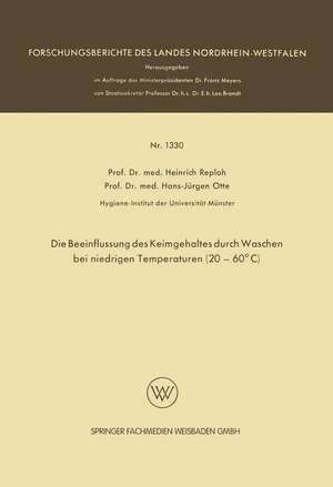 Die Beeinflussung des Keimgehaltes durch Waschen bei niedrigen Temperaturen (20–60°C) de Heinrich Reploh