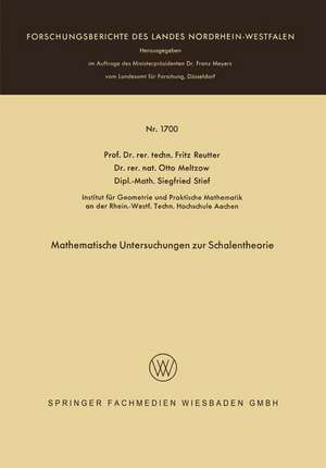 Mathematische Untersuchungen zur Schalentheorie de Fritz Reutter