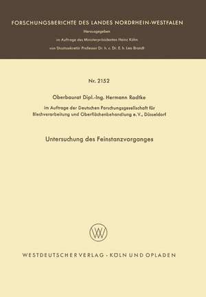 Untersuchung des Feinstanzvorganges de Hermann Radtke