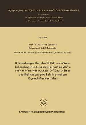 Untersuchungen über den Einfluß von Wärmebehandlungen im Temperaturbereich bis 200°C und von Wasserlagerung bis 100°C auf wichtige physikalische und physikalisch-chemische Eigenschaften des Holzes de Franz Kollmann