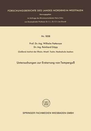 Untersuchungen zur Erstarrung von Temperguß de Wilhelm Patterson