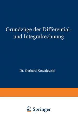 Grundzüge der Differential- und Integralrechnung de Gerhard Kowalewski