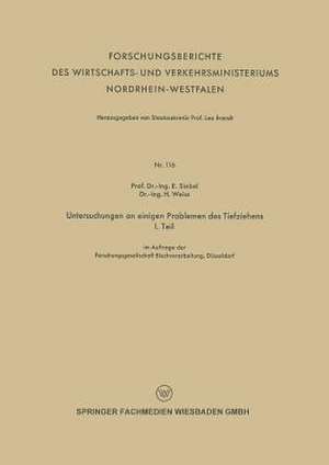 Untersuchungen an einigen Problemen des Tiefziehens: I. Teil de E. Siebel