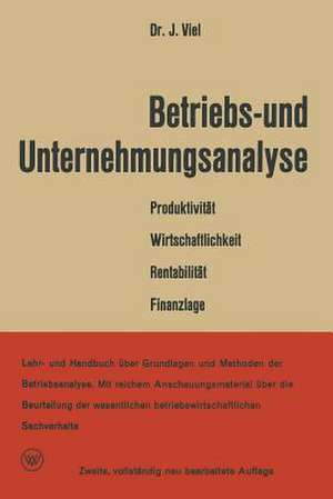 Betriebs- und Unternehmungsanalyse de Dr. rer. pol. Jakob Viel