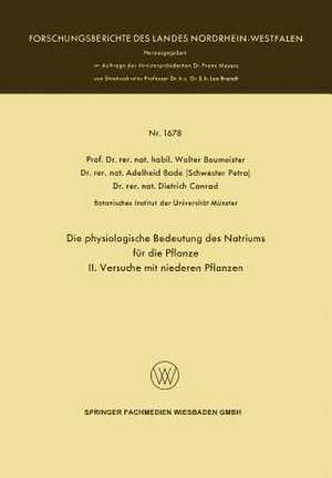 Die physiologische Bedeutung des Natriums für die Pflanze: II. Versuche mit niederen Pflanzen de Walter Baumeister