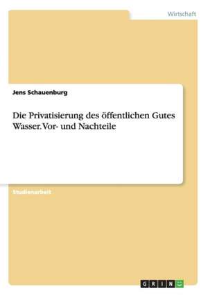 Die Privatisierung des öffentlichen Gutes Wasser. Vor- und Nachteile de Jens Schauenburg