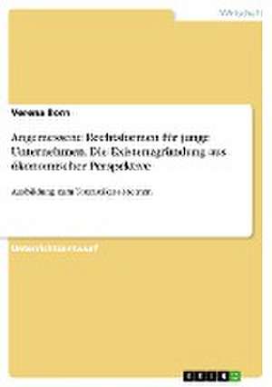 Angemessene Rechtsformen für junge Unternehmen. Die Existenzgründung aus ökonomischer Perspektive de Verena Born