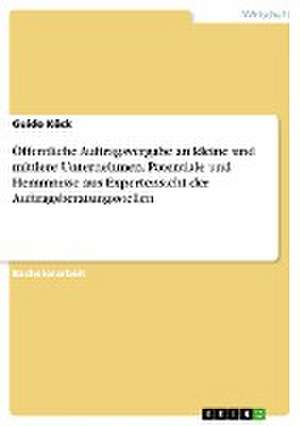 Öffentliche Auftragsvergabe an kleine und mittlere Unternehmen. Potentiale und Hemmnisse aus Expertensicht der Auftragsberatungsstellen de Guido Kück