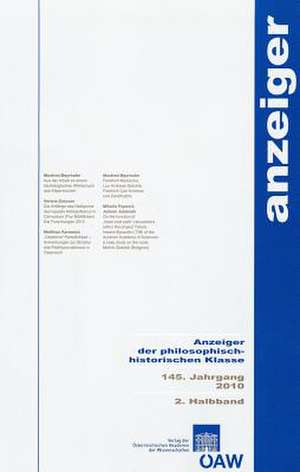 Anzeiger Der Philosophisch-Historischen Klasse 145. Jahrgang 2. Halbband 2010