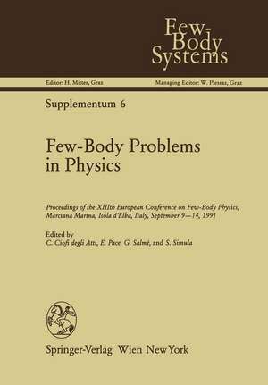 Few-Body Problems in Physics: Proceedings of the XIIIth European Conference on Few-Body Physics, Marciana Marina, Isola d’Elba, Italy, September 9–14, 1991 de Claudio Ciofi degli Atti