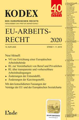 KODEX EU-Arbeitsrecht 2020 de Andreas Schmid