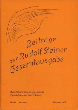 Beiträge zur Rudolf Steiner Gesamtausgabe, Heft 63