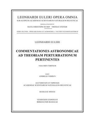 Commentationes astronomicae ad theoriam perturbationum pertinentes 3rd part de Leonhard Euler