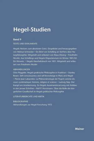 Hegel-Studien Band 9 (1974) de Friedhelm Nicolin