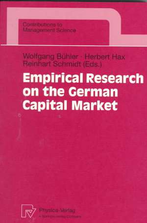 Empirical Research on the German Capital Market de Wolfgang Bühler