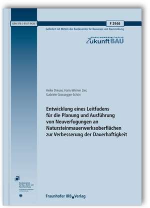 Entwicklung eines Leitfadens für die Planung und Ausführung von Neuverfugungen an Natursteinmauerwerksoberflächen zur Verbesserung der Dauerhaftigkeit. Abschlussbericht de Heike Dreuse