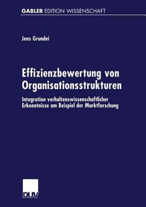 Effizienzbewertung von Organisationsstrukturen: Integration verhaltenswissenschaftlicher Erkenntnisse am Beispiel der Marktforschung de Jens Grundei