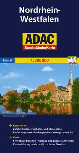 ADAC BundesländerKarte Deutschland 06. Nordrhein-Westfalen 1 : 300 000