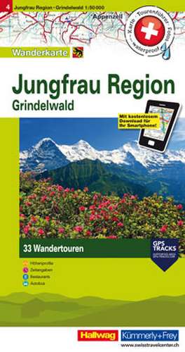 Hallwag Touren-Wanderkarte 04. Jungfrau Region 1 : 50 000