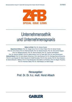 Unternehmensethik und Unternehmenspraxis de Horst Albach