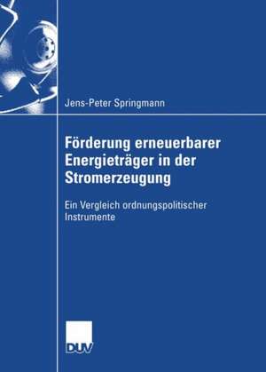 Förderung erneuerbarer Energieträger in der Stromerzeugung: Ein Vergleich ordnungspolitischer Instrumente de Jens-Peter Springmann