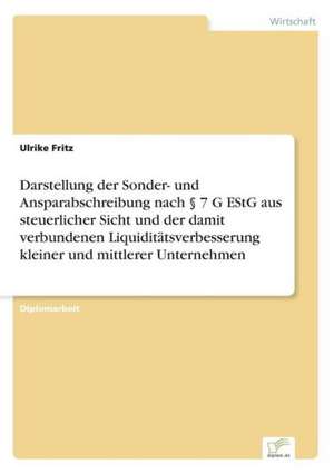 Darstellung Der Sonder- Und Ansparabschreibung Nach 7 G Estg Aus Steuerlicher Sicht Und Der Damit Verbundenen Liquiditatsverbesserung Kleiner Und Mitt: Definition Des Iptv-Konzeptes Und Vergleich Der Marktsituationen in Deutschland, Grossbritannien, Frankreich, Italien de Ulrike Fritz