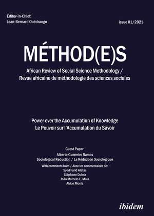 Méthod(e)s: African Review of Social Science Methodology. Revue africaine de méthodologie des sciences sociales de Jean-Bernard Ouédraogo