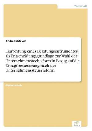 Erarbeitung eines Beratungsinstrumentes als Entscheidungsgrundlage zur Wahl der Unternehmensrechtsform in Bezug auf die Ertragsbesteuerung nach der Unternehmenssteuerreform de Andreas Meyer