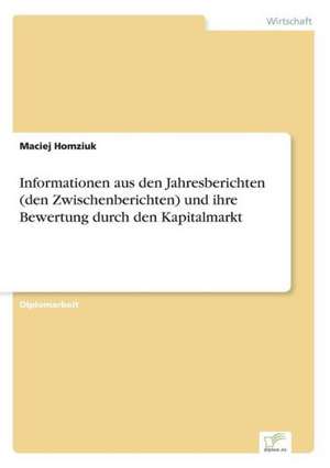 Informationen Aus Den Jahresberichten (Den Zwischenberichten) Und Ihre Bewertung Durch Den Kapitalmarkt: Konflikte Losen Mit Mediation de Maciej Homziuk