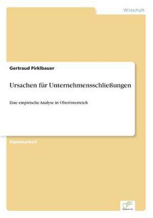 Ursachen Fur Unternehmensschliessungen: Methoden Und Ergebnisse de Gertraud Pirklbauer