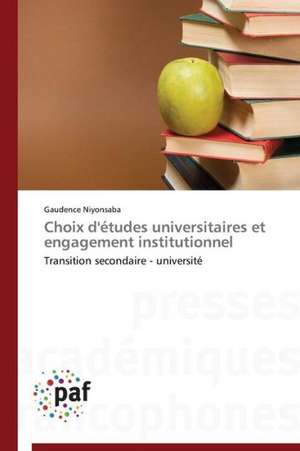 Choix d'études universitaires et engagement institutionnel de Gaudence Niyonsaba