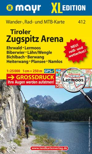 Tiroler Zugspitz Arena XL - Ehrwald - Lermoos - Biberwier - Lähn/Wengle - Bichlbach - Berwang - Heiterwang - Plansee - Namlos 1 : 25 000 de Kompass-Karten Gmbh