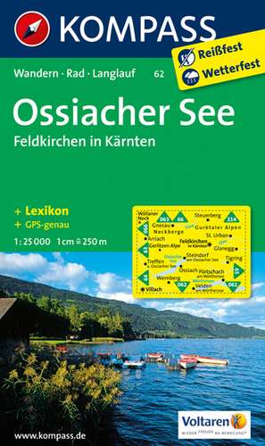 Ossiacher See, Feldkirchen in Kärnten 1 : 25 000 de Kompass-Karten Gmbh