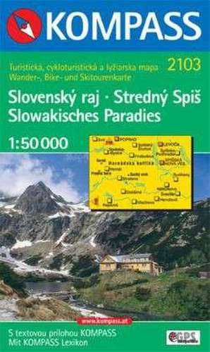 Slowakisches Paradies. Slovensky raj. Stredny Spis. 1 : 50 000