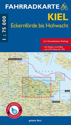 Fahrradkarte Kiel, Eckernförde bis Hohwacht 1:75.000