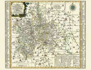 Historische Karte: Ämter Augustusburg, Chemnitz, Sachsenburg mit Frankenberg und Stollberg 1758 (Plano) de Peter (der Jüngere) Schenk