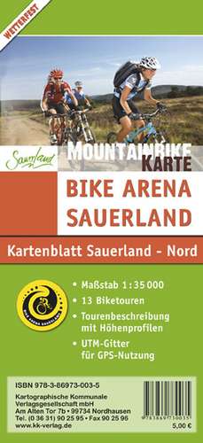 Bike Arena Sauerland: Mountainbikekarte Sauerland Nord 1 : 35 000