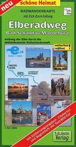 Radwanderkarte Elberadweg Bad Schandau - Magdeburg 1 : 50 000