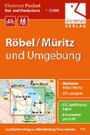 Klemmer Pocket Rad- und Wanderkarte Röbel/Müritz und Umgebung 1:50 000 de Klaus Klemmer