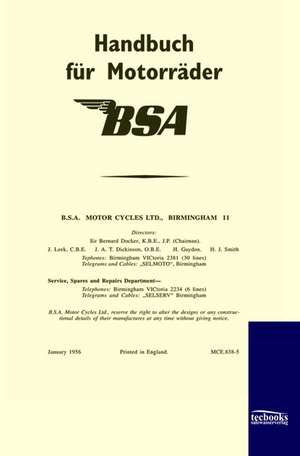 Handbuch für BSA-Motorräder (1956) de Bsa Limited