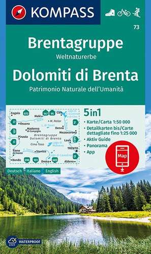 KOMPASS Wanderkarte Brentagruppe, Weltnaturerbe, Dolomiti di Brenta 1:50 000 de Kompass-Karten Gmbh