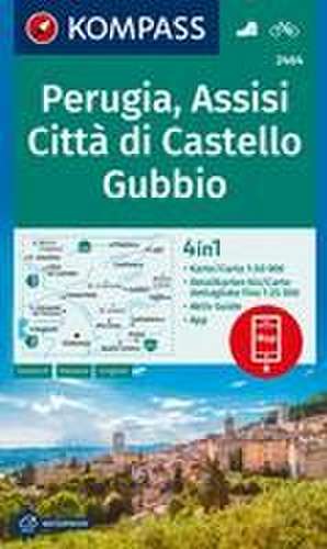 KOMPASS Wanderkarte 2464 Perugia, Assisi, Città di Castello, Gubbio 1:50.000