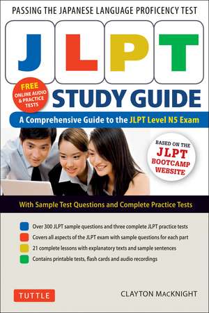 JLPT Study Guide: The Comprehensive Guide to the JLPT Level N5 Exam (Free MP3 audio recordings and printable extras) de Clayton MacKnight