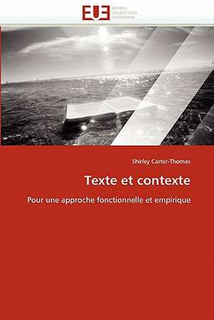 Texte et contexte de Shirley Carter-Thomas